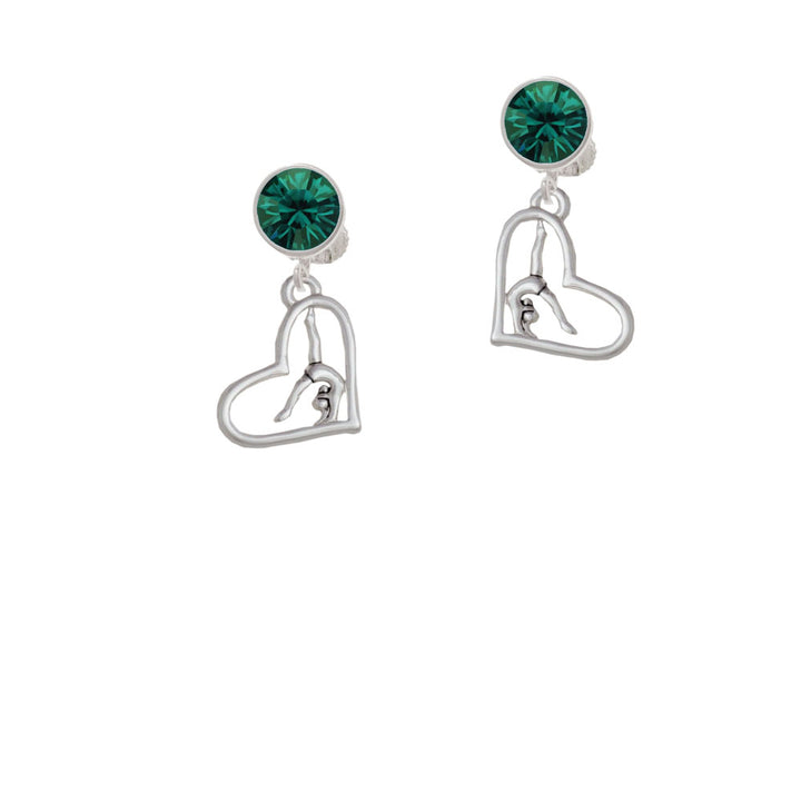 Gymnast in Heart Crystal Clip On Earrings Image 6