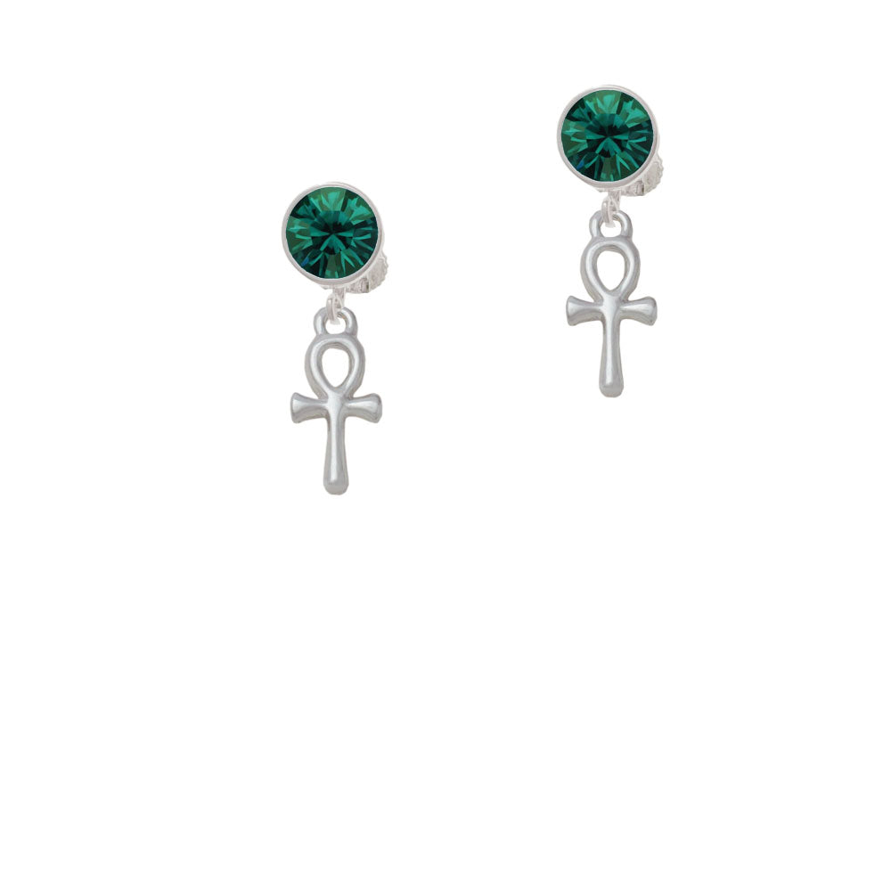 Small Ankh Crystal Clip On Earrings Image 6