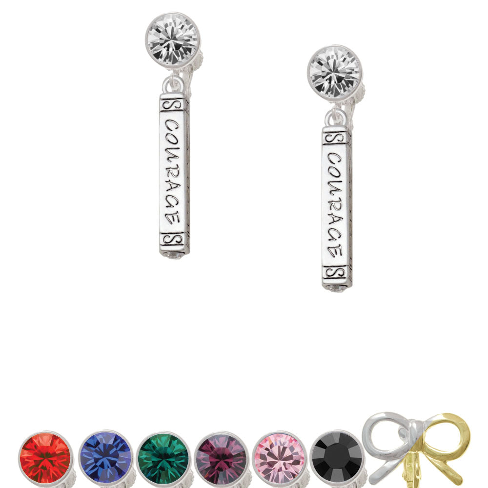 Courage Strength Wisdom Honesty - Bar Crystal Clip On Earrings Image 1