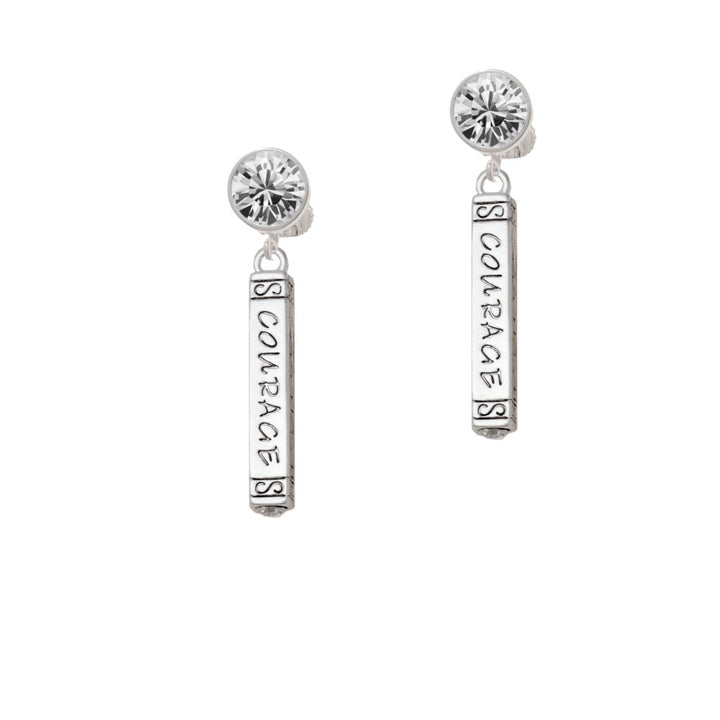 Courage Strength Wisdom Honesty - Bar Crystal Clip On Earrings Image 2