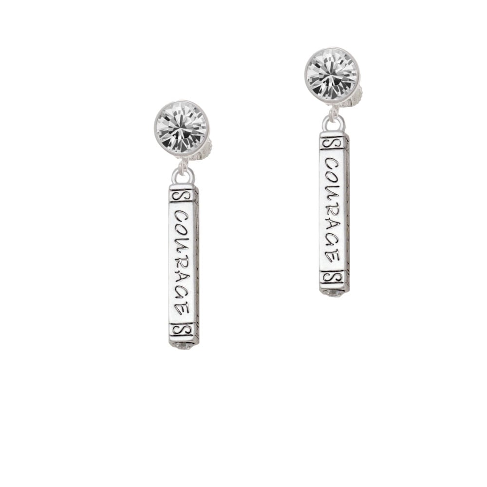 Courage Strength Wisdom Honesty - Bar Crystal Clip On Earrings Image 1