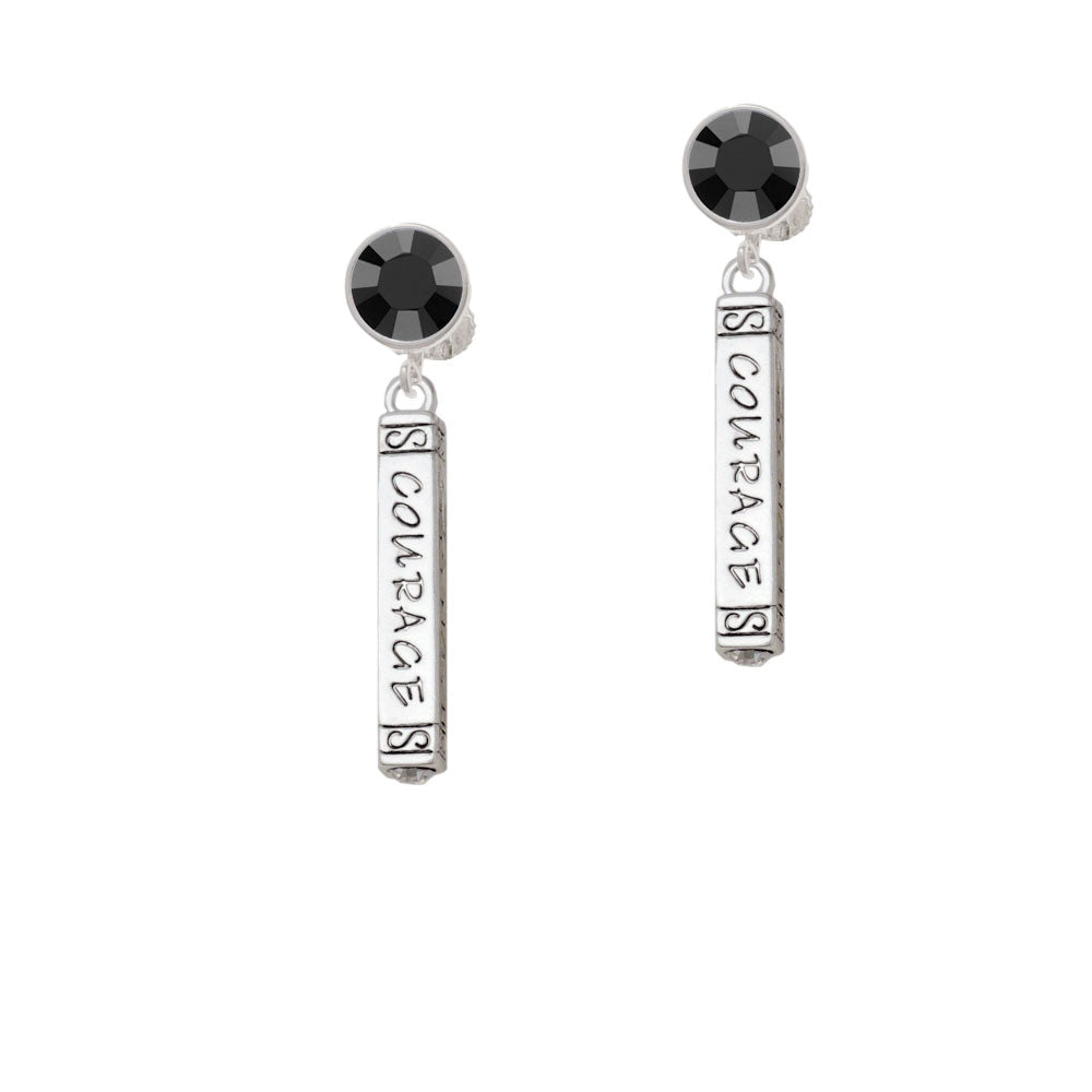 Courage Strength Wisdom Honesty - Bar Crystal Clip On Earrings Image 3