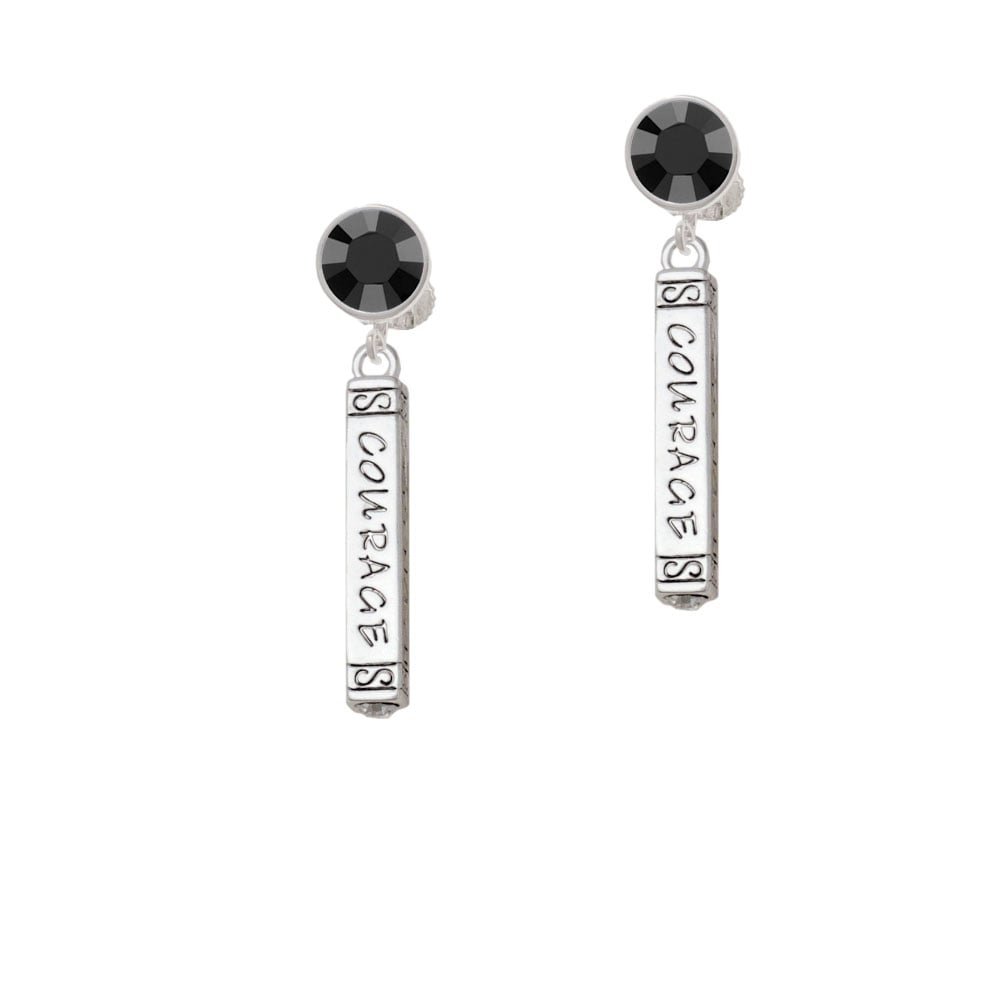 Courage Strength Wisdom Honesty - Bar Crystal Clip On Earrings Image 1