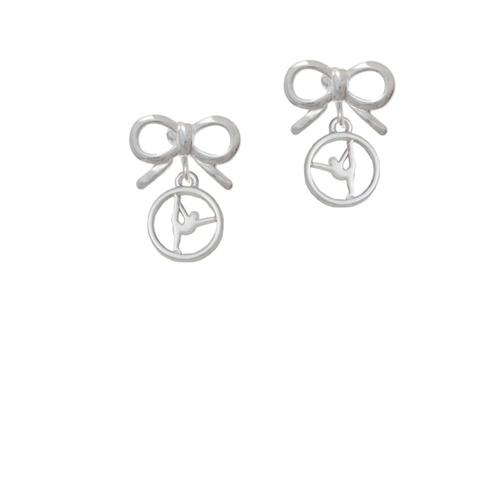 Silhouette Gymnast Disc - Raised Leg Split Crystal Clip On Earrings Image 9