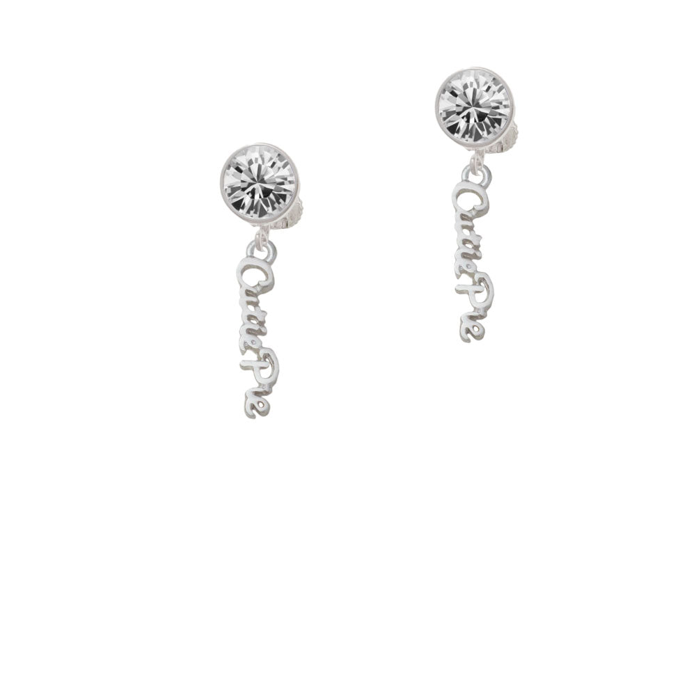 Small Cutie Pie Script Crystal Clip On Earrings Image 2