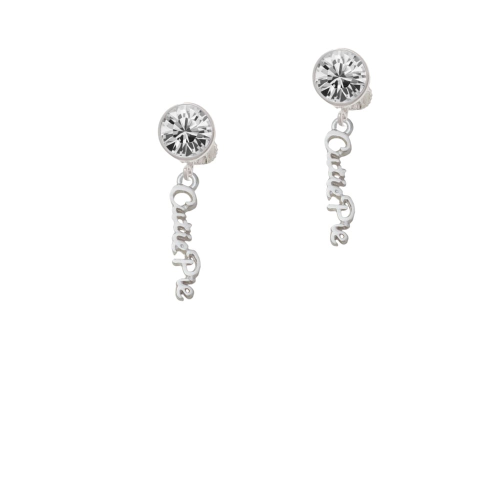 Small Cutie Pie Script Crystal Clip On Earrings Image 1