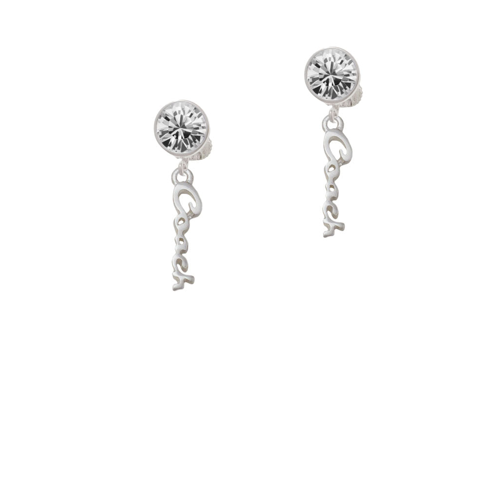 Small Coach Script Crystal Clip On Earrings Image 2