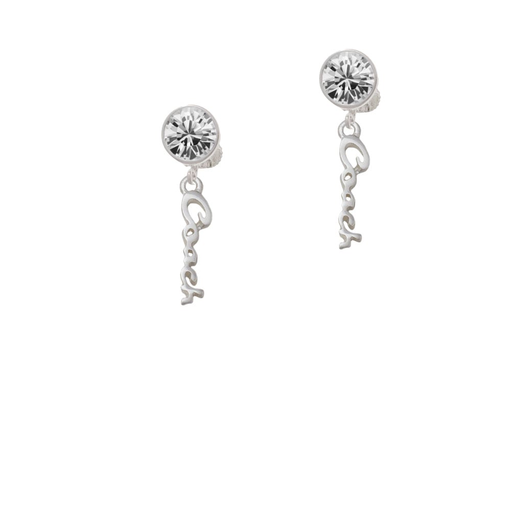 Small Coach Script Crystal Clip On Earrings Image 1