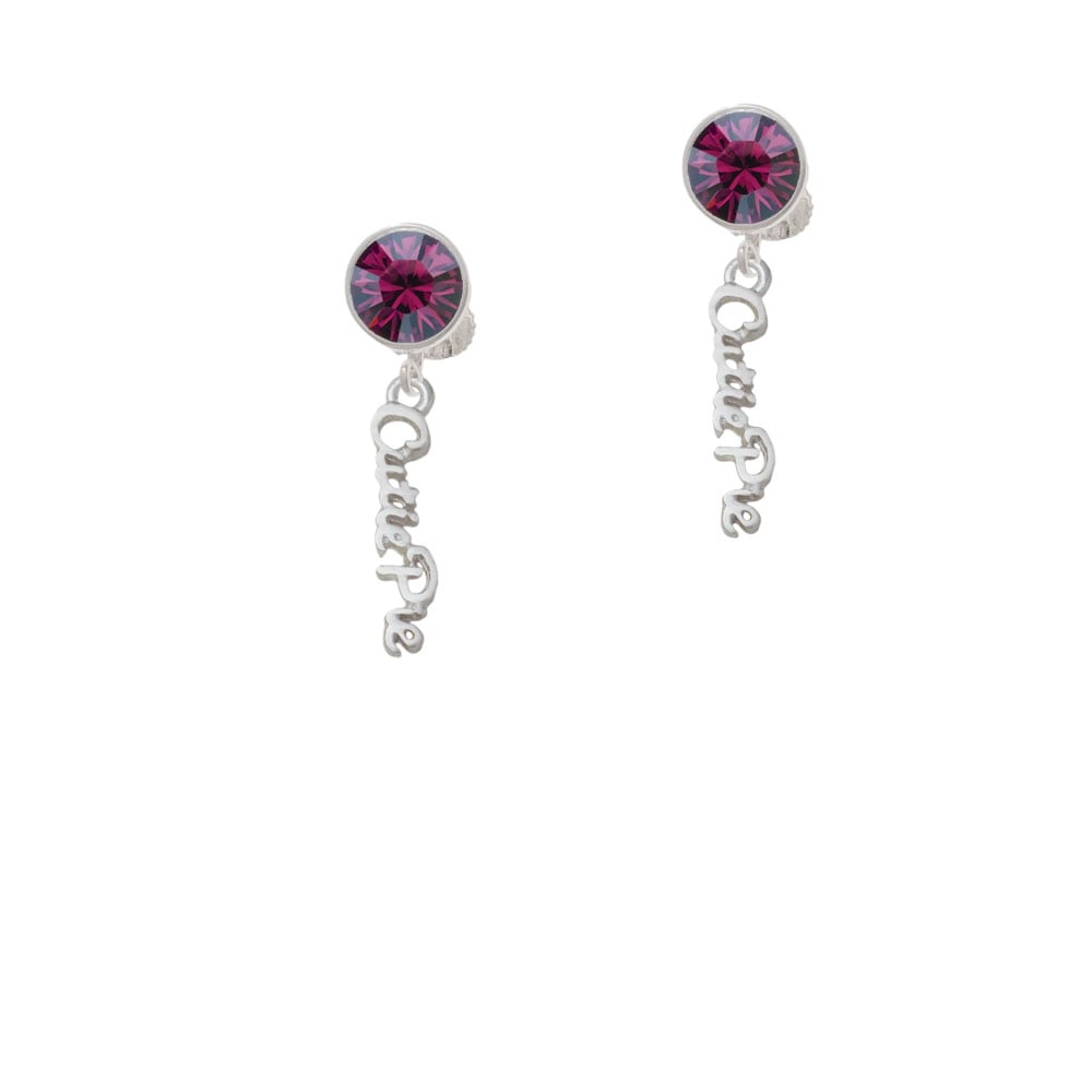 Small Cutie Pie Script Crystal Clip On Earrings Image 1