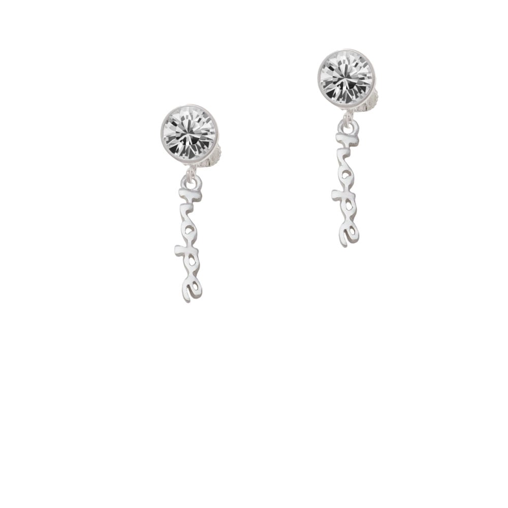 Small hope Script Crystal Clip On Earrings Image 1