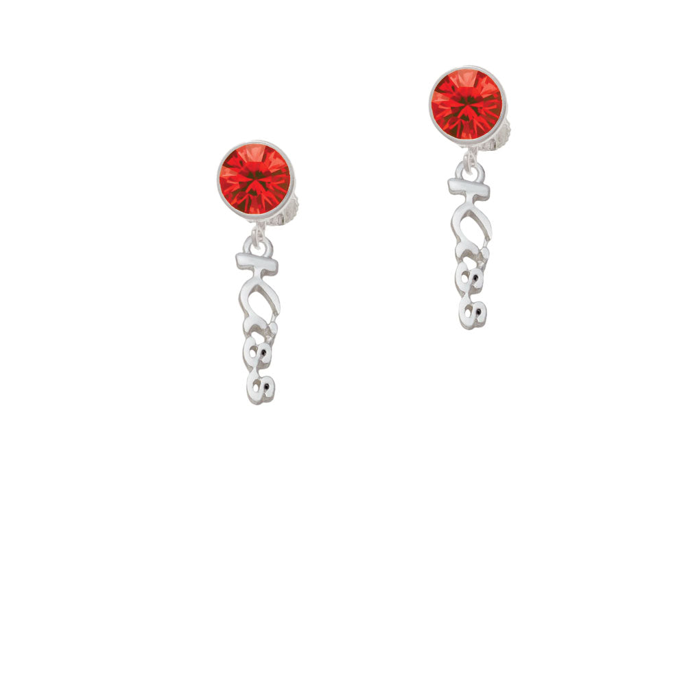 Small Kiss Script Crystal Clip On Earrings Image 4