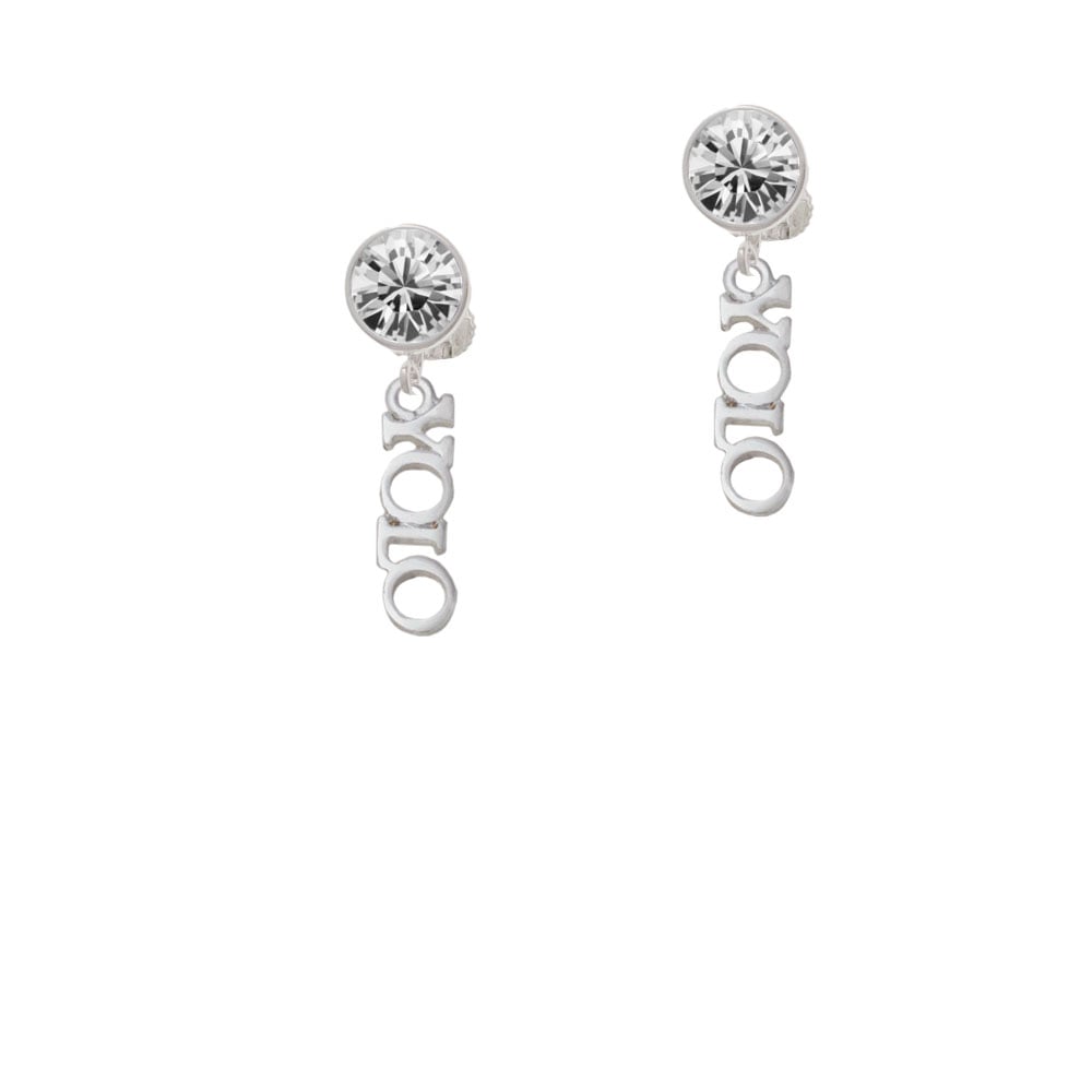 Small YOLO Crystal Clip On Earrings Image 1