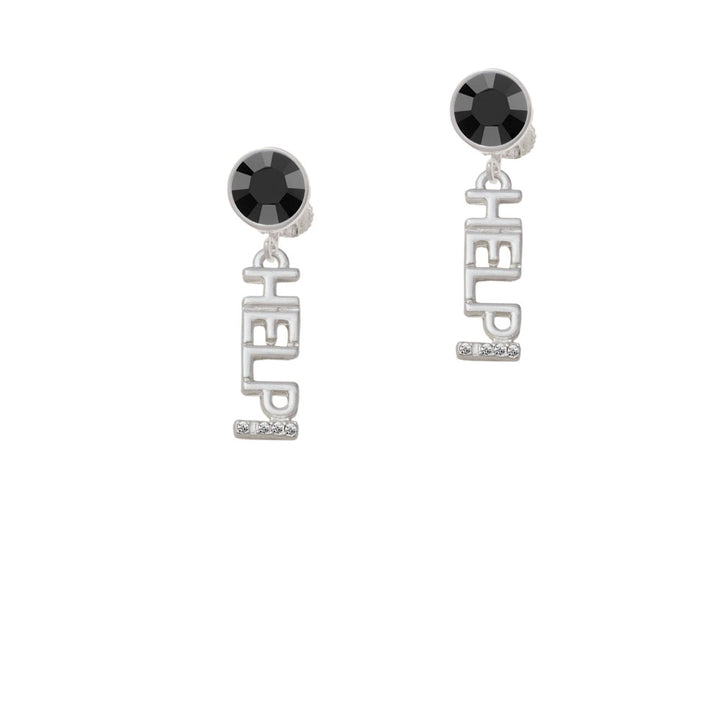 Small Crystal HELP! Crystal Clip On Earrings Image 3