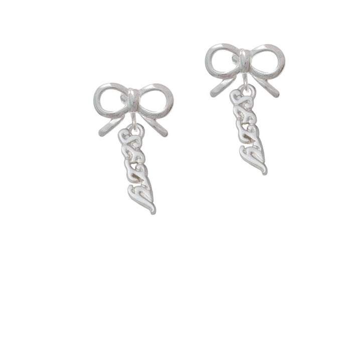 Small Sexy Script Crystal Clip On Earrings Image 9