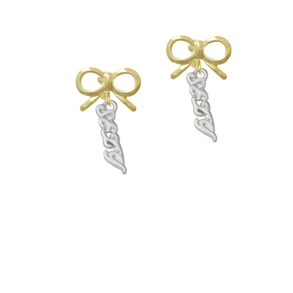 Small Sexy Script Crystal Clip On Earrings Image 10