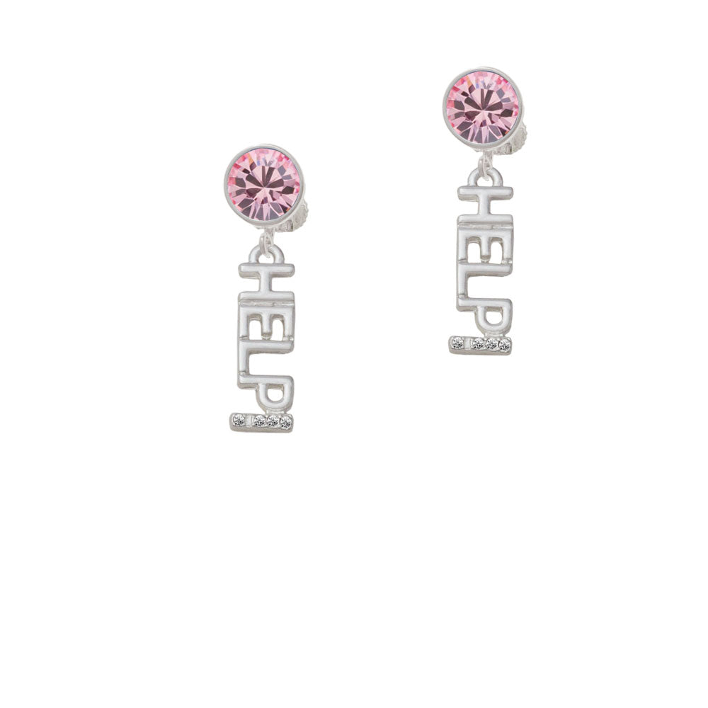 Small Crystal HELP! Crystal Clip On Earrings Image 4