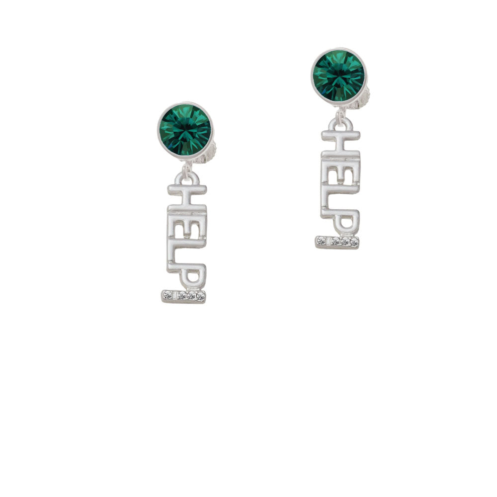 Small Crystal HELP! Crystal Clip On Earrings Image 6