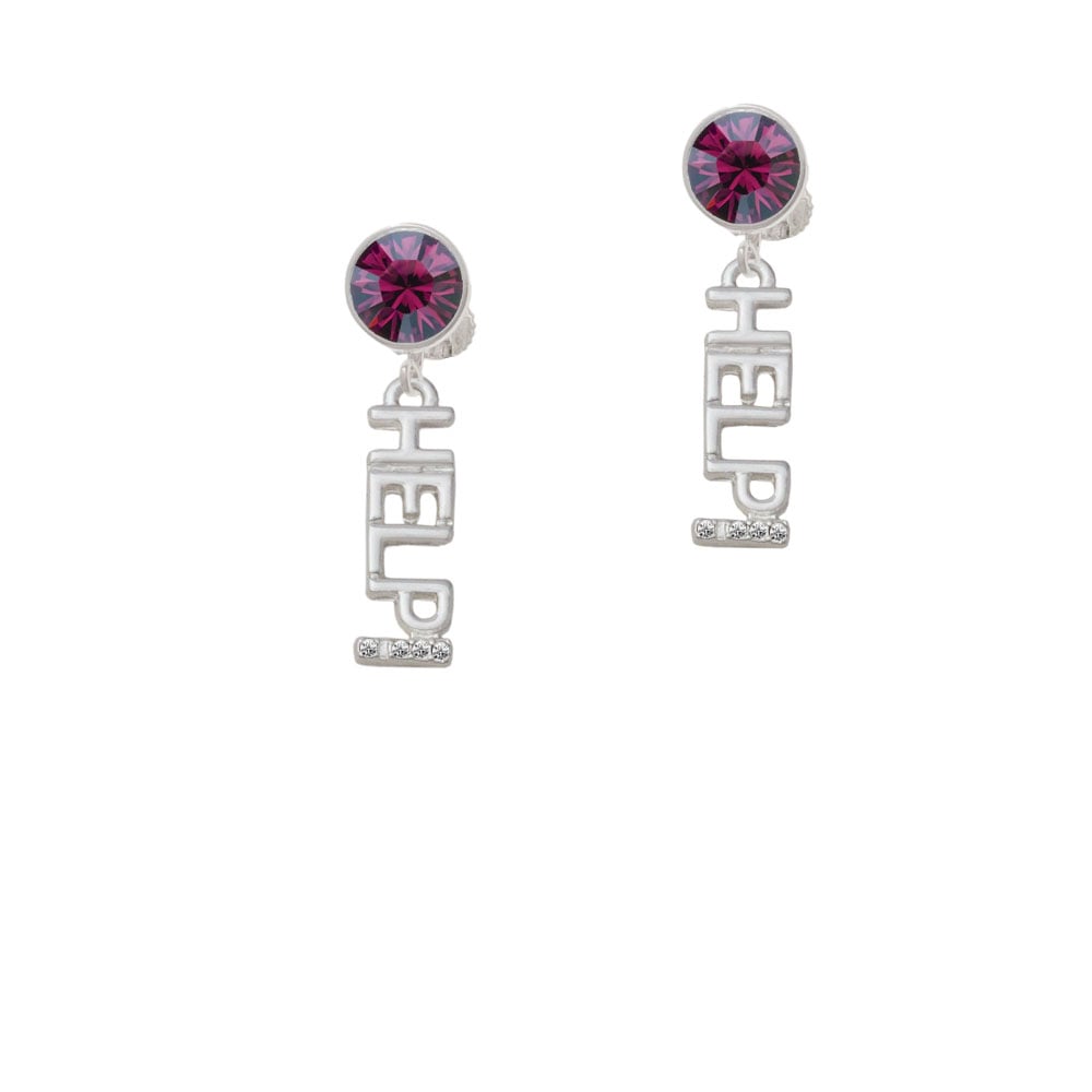 Small Crystal HELP! Crystal Clip On Earrings Image 8