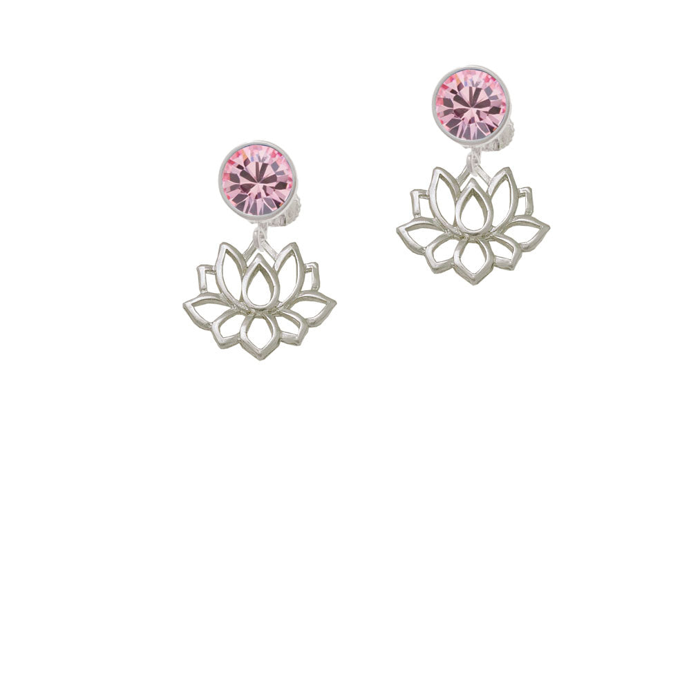 Lotus Outline Crystal Clip On Earrings Image 4