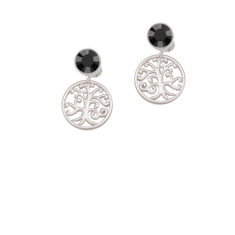 Tree of Life Cutout Crystal Clip On Earrings Image 3