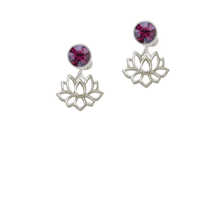 Lotus Outline Crystal Clip On Earrings Image 8