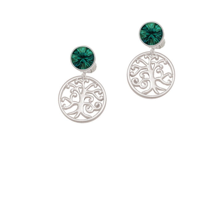 Tree of Life Cutout Crystal Clip On Earrings Image 6