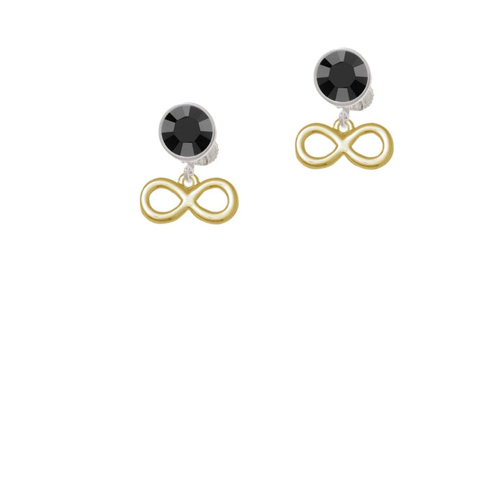 Medium Gold Tone Infinity Sign Crystal Clip On Earrings Image 3