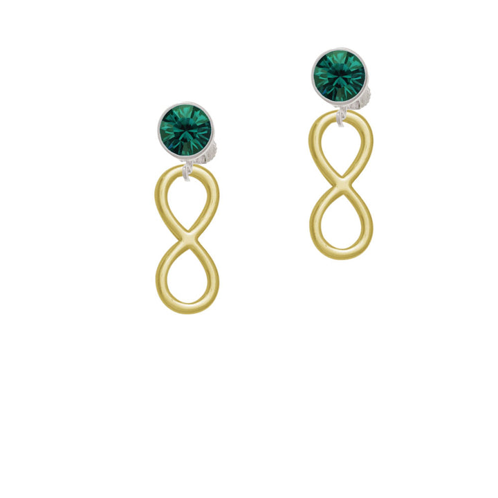 Large Gold Tone Infinity Sign Crystal Clip On Earrings Image 6