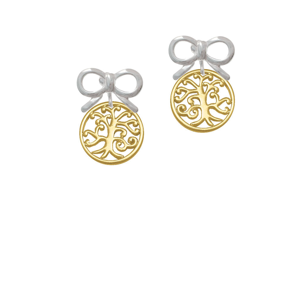 Gold Tone Tree of Life Cutout Crystal Clip On Earrings Image 9