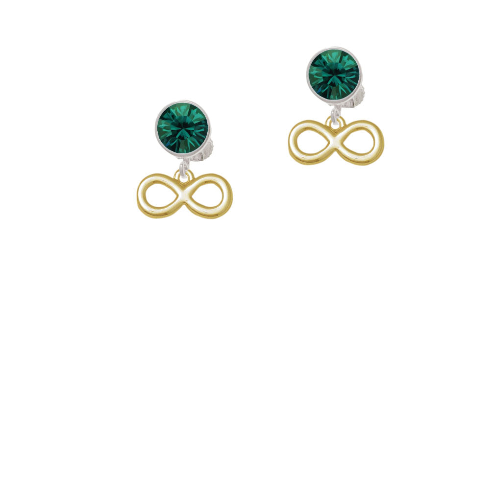 Medium Gold Tone Infinity Sign Crystal Clip On Earrings Image 6