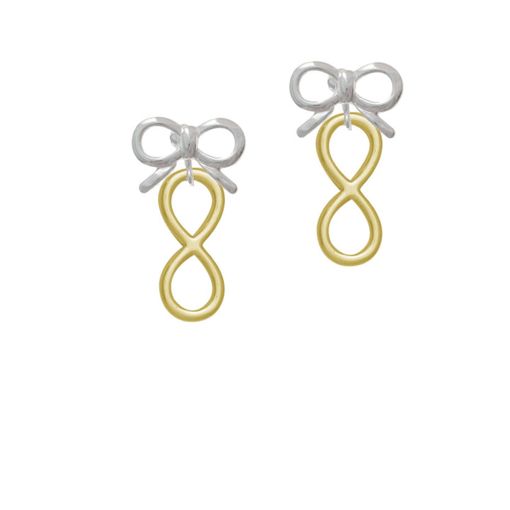 Large Gold Tone Infinity Sign Crystal Clip On Earrings Image 9