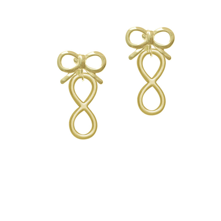 Large Gold Tone Infinity Sign Crystal Clip On Earrings Image 10