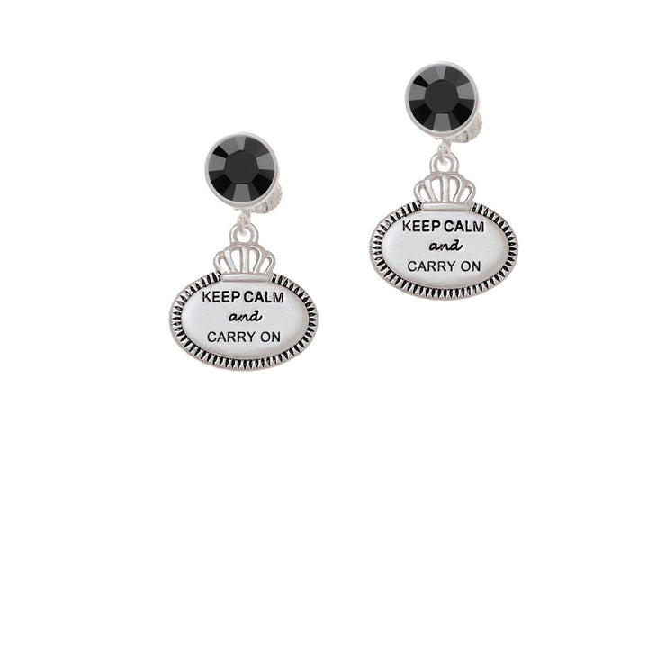 Keep Calm and Carry On Crystal Clip On Earrings Image 3