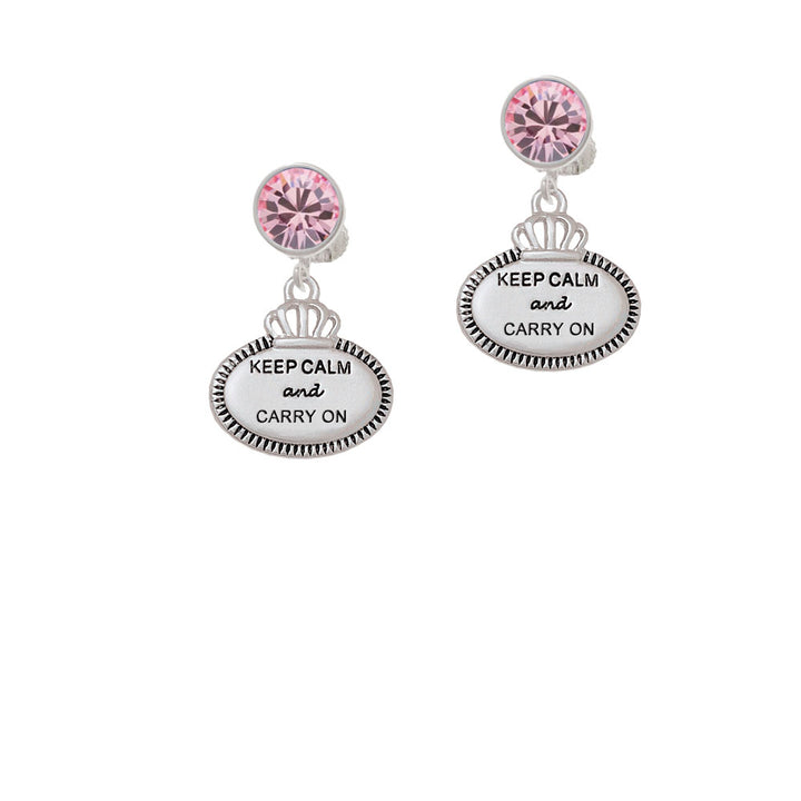 Keep Calm and Carry On Crystal Clip On Earrings Image 4