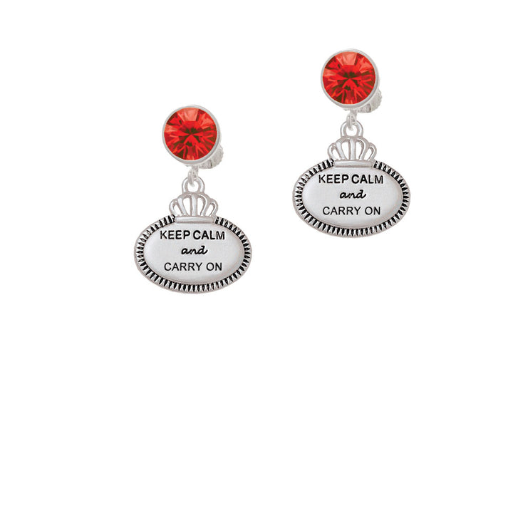 Keep Calm and Carry On Crystal Clip On Earrings Image 4