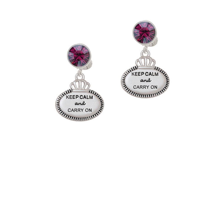 Keep Calm and Carry On Crystal Clip On Earrings Image 8