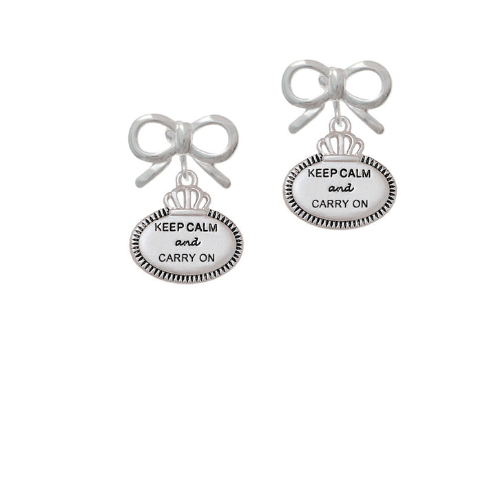 Keep Calm and Carry On Crystal Clip On Earrings Image 9