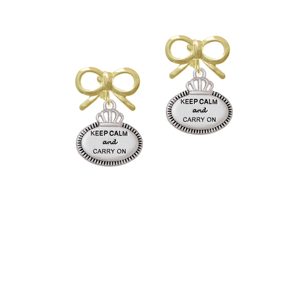 Keep Calm and Carry On Crystal Clip On Earrings Image 10