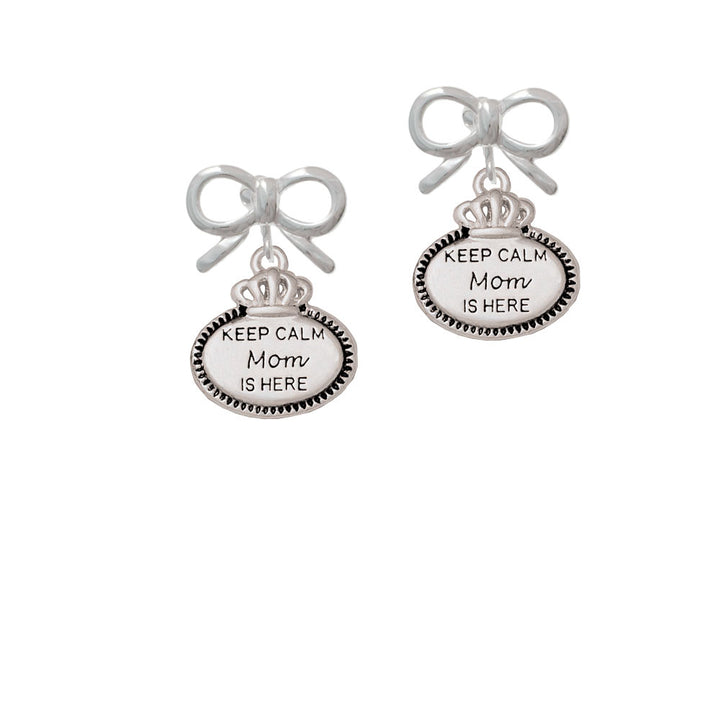 Keep Calm Mom is Here Crystal Clip On Earrings Image 9