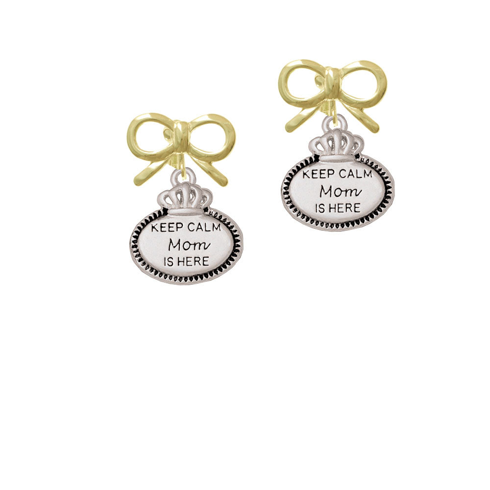 Keep Calm Mom is Here Crystal Clip On Earrings Image 10