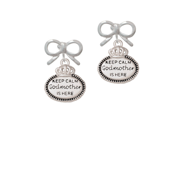 Keep Calm Godmother is Here Crystal Clip On Earrings Image 9