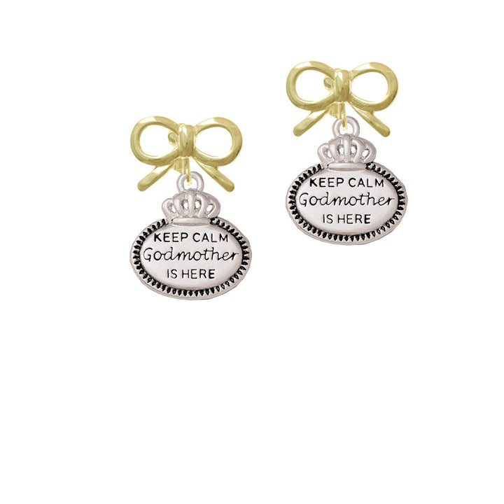 Keep Calm Godmother is Here Crystal Clip On Earrings Image 10