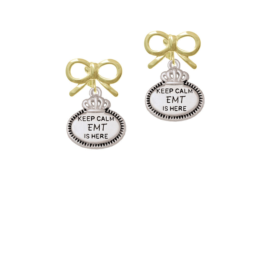 Keep Calm EMT is Here Crystal Clip On Earrings Image 10