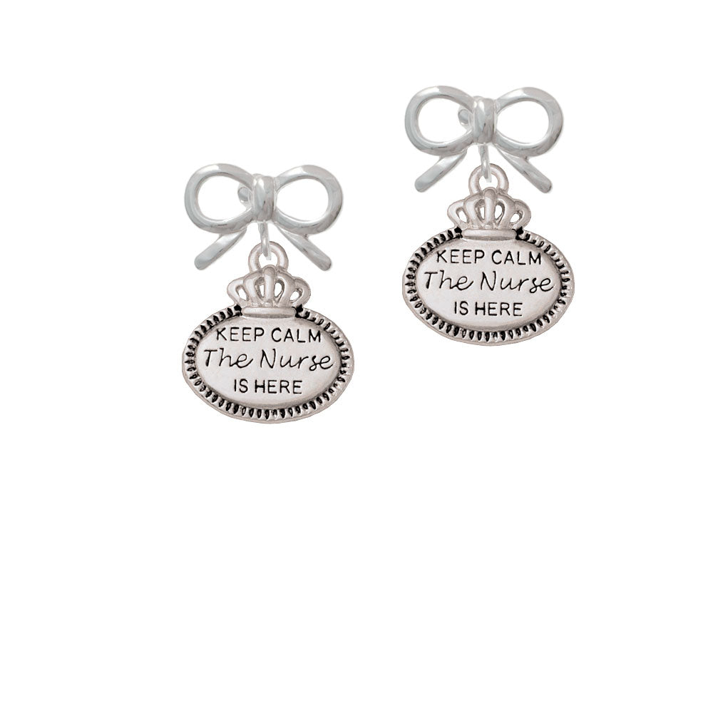 Keep Calm The Nurse is Here Crystal Clip On Earrings Image 9