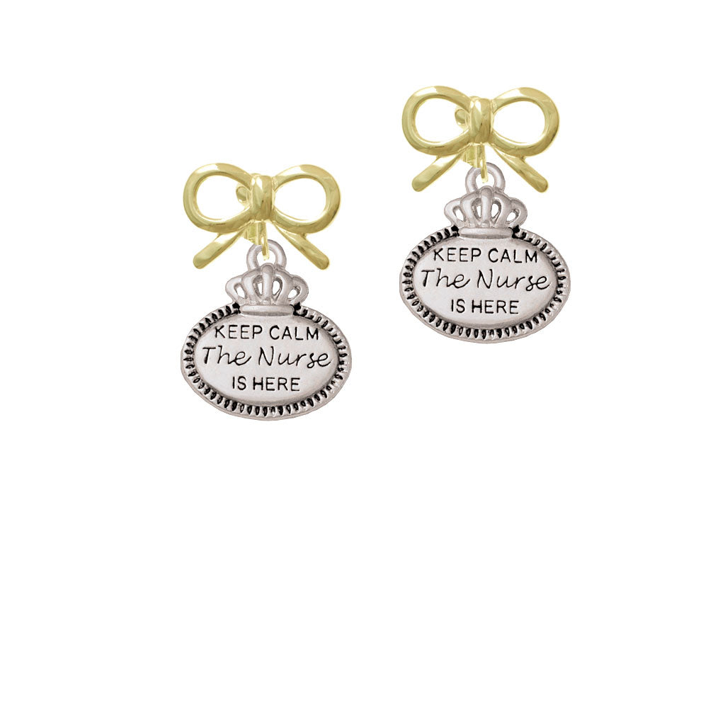 Keep Calm The Nurse is Here Crystal Clip On Earrings Image 10