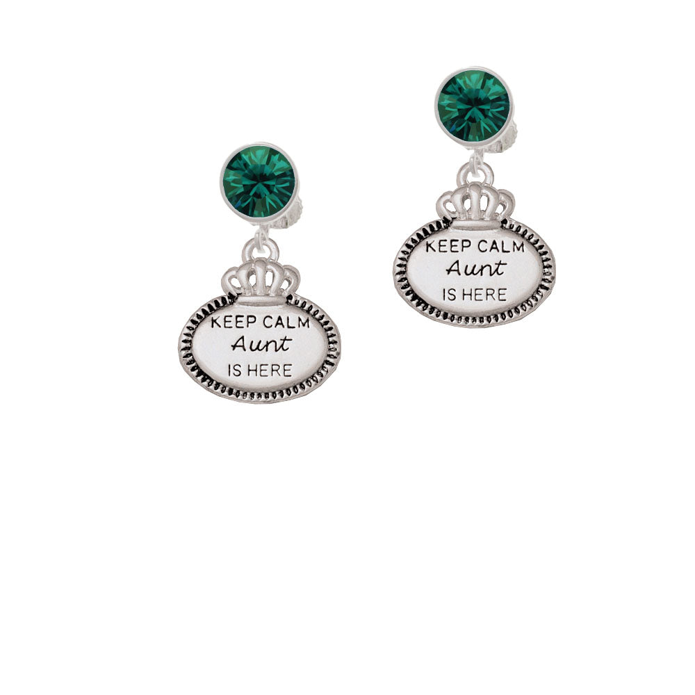 Keep Calm Aunt is Here Crystal Clip On Earrings Image 6