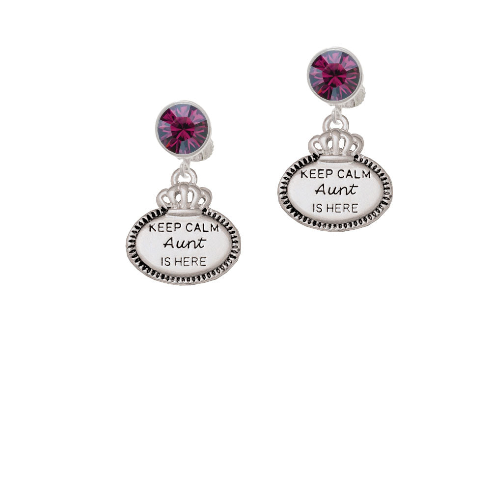 Keep Calm Aunt is Here Crystal Clip On Earrings Image 8