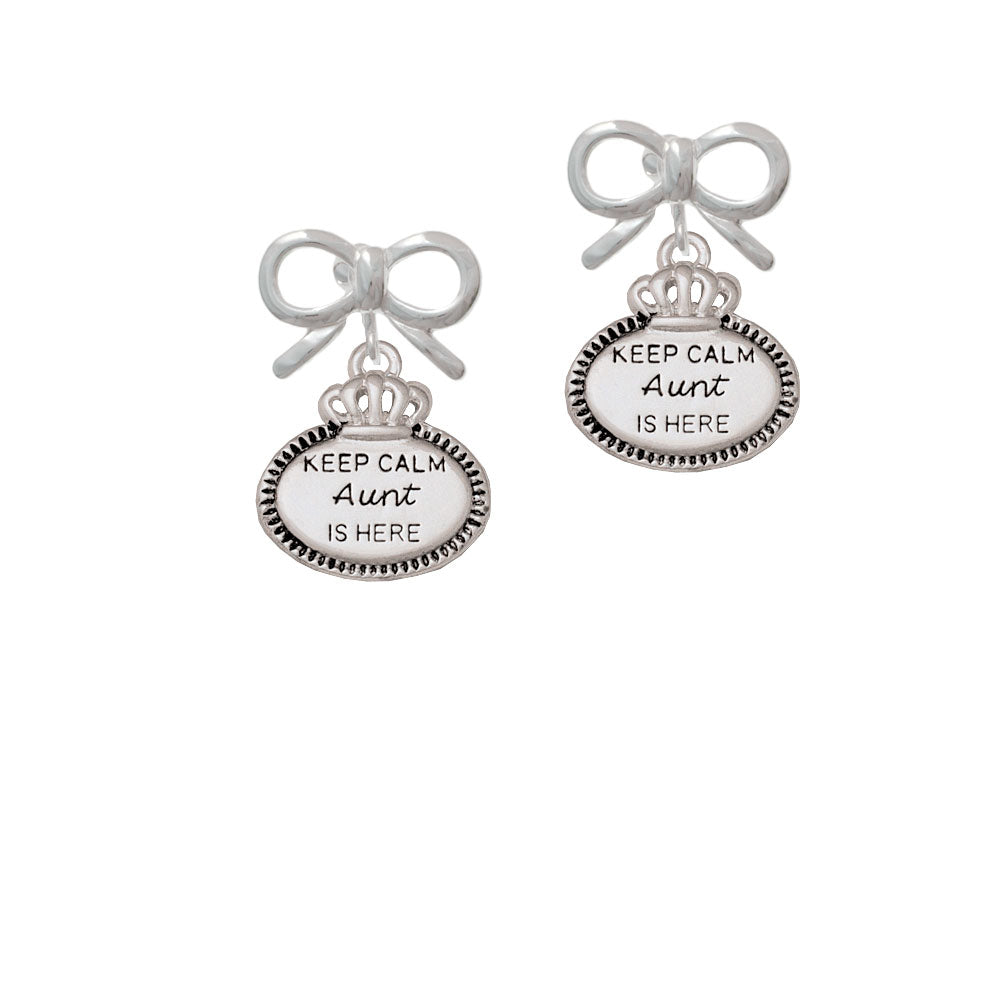 Keep Calm Aunt is Here Crystal Clip On Earrings Image 9