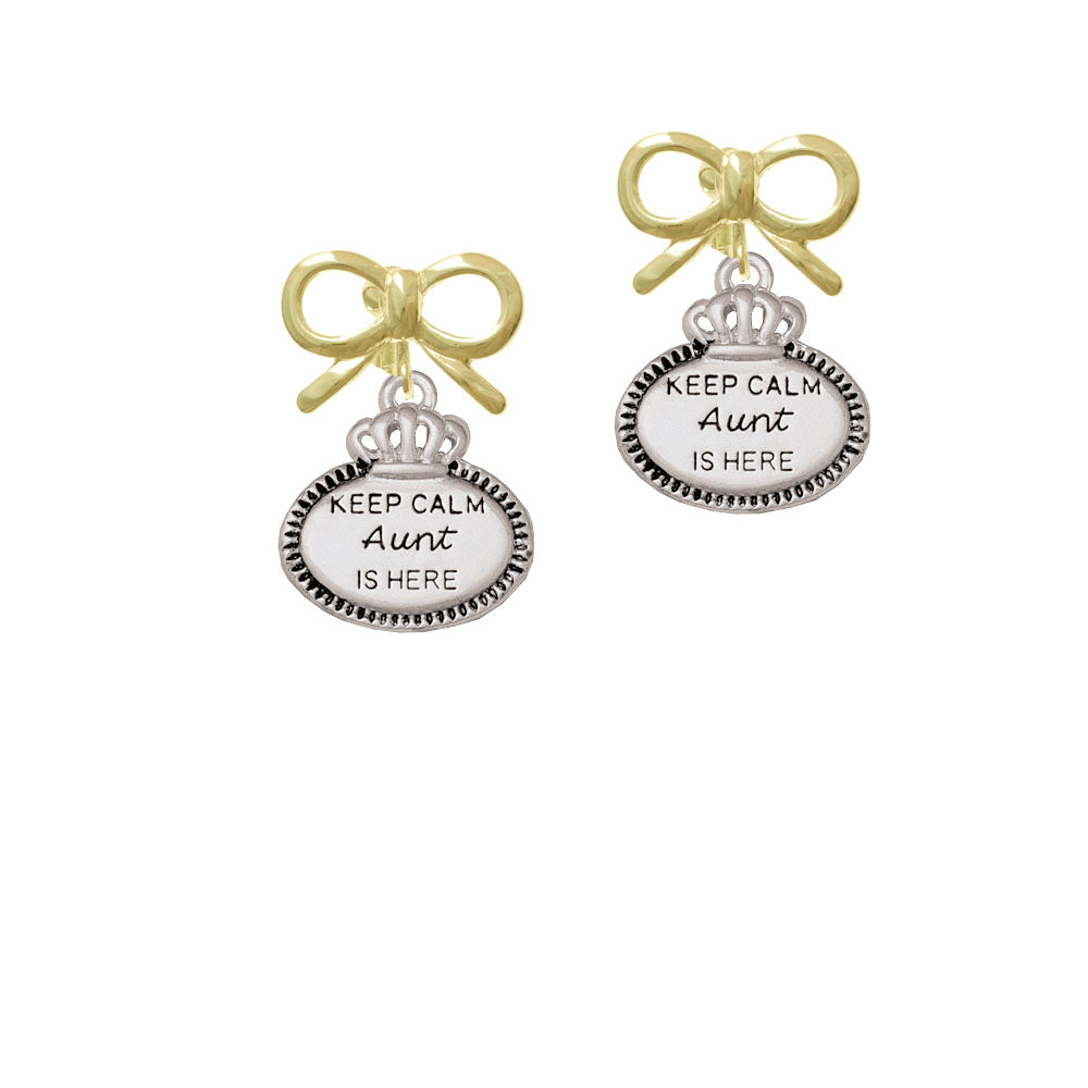 Keep Calm Aunt is Here Crystal Clip On Earrings Image 10