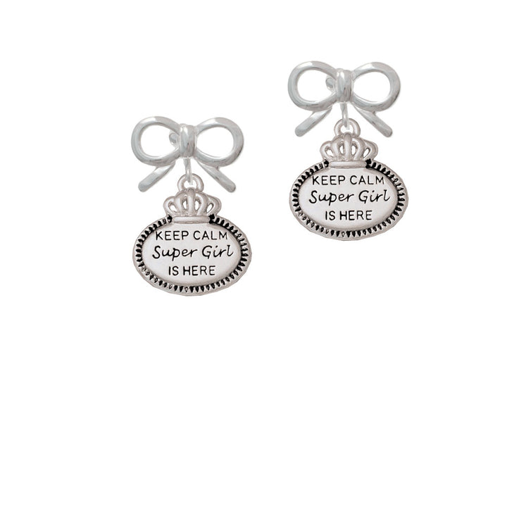 Keep Calm Super Girl is Here Crystal Clip On Earrings Image 9